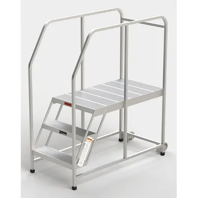 EGA Mobile Work Platform: 2.5 ft Platform Ht - Max, 24 in x 42 in, Aluminum - Lightweight Tilt-&-Move Rolling Single-Access Platforms