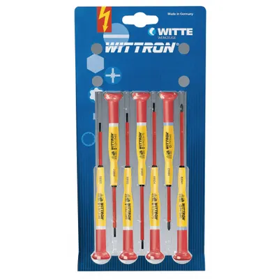 WITTE Insulated Precision Screwdriver Set: 1-10 Pieces, 7 Pieces, Phillips/Slotted Tip - Insulated Precision Screwdriver Sets