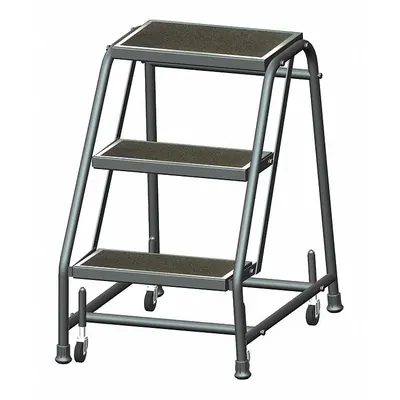 BALLYMORE Step Stool: 2.4 ft Overall Ht, 450 lb Load Cap, 3 Steps, Steel - Rolling Step Stools