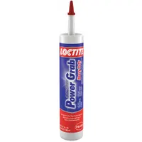 LOCTITE Power Grab is a general-purpose construction adhesive in a 10.1 fl oz cartridge. It has a white color and a VOC content of 27 g/L. Suitable for bonding various materials in construction and maintenance tasks where a white adhesive finish is desired