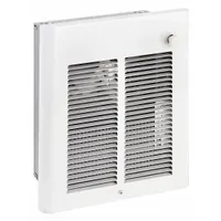 This compact recessed electric wall heater provides 1000 W of supplemental warmth on 120V AC single-phase power. It installs flush into a wall cavity with rough-in dimensions of 11-1/4 x 9-1/2 x 3-3/4 inches and features a white grille. The non-programmable unit is suitable for heating small to medium rooms