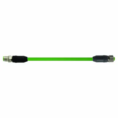 MURRELEKTRONIK Cordset: M12 Male Straight x M12 Female Straight, 15 m Lg, PUR, Green - M12 Connector to M12 Connector Cordsets