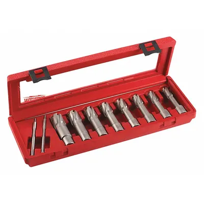MILWAUKEE Annular Cutter Set: 2 in Max Cutting Dp, Pilot Pin Included, Bright (Uncoated) - Annular Cutter Sets
