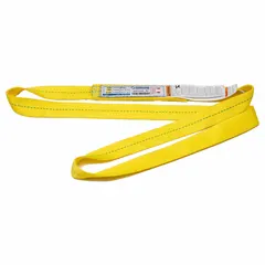 This STREN-FLEX endless web sling is a Type 5 lifting sling constructed from high-visibility polyester with 2 plies. It measures 18 ft in length and 4 in in width, and includes a wear-resistant tag for identification and inspection. Used for lifting and rigging heavy loads in industrial settings such as construction, manufacturing, and warehousing.