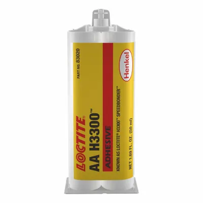 LOCTITE Acrylic Adhesive: AA H3300, Ambient Cured, 400 mL, Dual-Cartridge, Light Yellow - Acrylic Dual Cartridges for Two-Part Applicators