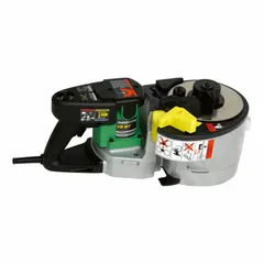 This portable corded tool cuts and bends rebar up to #5 size. It operates on 115V AC and offers a maximum bending angle of 180°. Typical applications include concrete reinforcement and construction tasks where on-site shaping of steel bars is required.