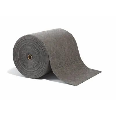 PIG Sorbent Roll, 135 ft Lg x 20 in Wd, Gray Polypropylene, Bag - Sorbent Rolls