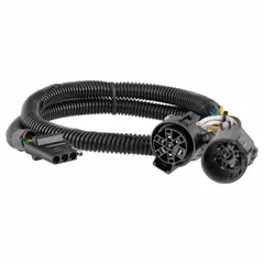 This CURT wiring connector features a 4-Way Flat design with a plastic housing. It provides a 4-Way Flat output for tail lights, suitable for connecting trailer lighting systems in towing applications.
