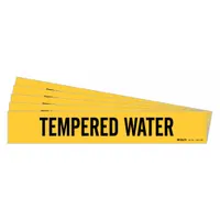 Pipe Marker: Tempered Water, Yellow, Black, Fits 8 in and Larger Pipe O.D., 1 Pipe Markers, 5 PK (MPN 7283-1HV-PK)