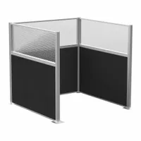 VERSARE Cubicle Kit: 72 in Overall Ht, 72 in Overall Wd, 3 Panels, Black, Fabric/Polycarbonate (MPN HPKU-66-S-DX-FL)