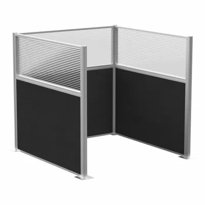 VERSARE Cubicle Kit: 72 in Overall Ht, 72 in Overall Wd, 3 Panels, Black - Modular Cubicle Walls