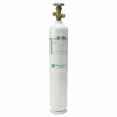 Disposable calibration gas cylinder containing Methane 99.999% in an air background, with a 552 L capacity. Designed for use with CGA 350 regulators, it is used to calibrate portable gas detectors that detect methane, ensuring accurate sensor response.