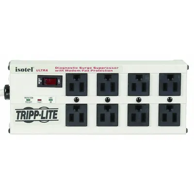TRIPP LITE Outlet Strip: 8 Outlets, 12 ft Cord Lg, 3,840 J Rated Energy, 12 A Current - Industrial Surge Protectors