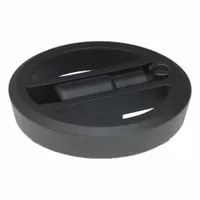 Spoked hand wheel with a fold-away handle, made of aluminum. Diameter 160 mm, bore 5/8 in. Used for manual valve actuation, machine adjustment, and clamping in industrial machinery. The folding handle allows compact storage when not in use