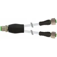 Cordset: M12 Male Straight X (2) M12 Female Straight, 4 Pins, Gray, PVC, 0.3 m Cable Lg (MPN 7000-40701-2130030)