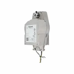 On/off spring return actuator for fire and smoke dampers in HVAC systems. Operates on 120V AC with 18W running power, 95 +/-3° stroke, and CW/CCW shaft rotation. Includes auxiliary switch, 1/2" round shaft, and hardwired connection with IP40 protection.