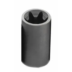 This 1/2" drive external Torx hand socket features an E18 socket size and a standard profile. The chrome finish provides corrosion resistance. It is used for fastening or loosening external Torx fasteners in applications such as automotive repair, machinery maintenance, and industrial assembly.