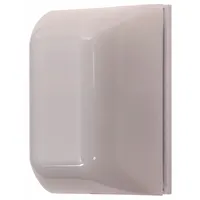 Wall-mount siren alarm with LED strobe light, operating at 9V DC. Features one Form C dry relay contact output and terminal strip connection. Overall width 3 1/4 in. Suitable for local alerting in industrial or commercial facilities requiring both audible and visual warning