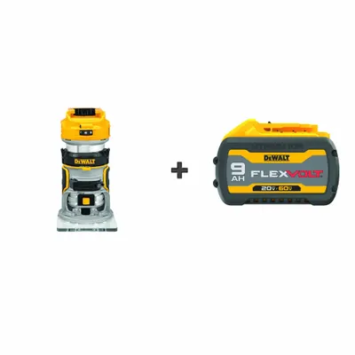 DEWALT Router: FLEXVOLT, Battery Included, Fixed Base, 1.25 hp, 25,500 RPM, 1/4 in Collet - DEWALT Cordless Routers