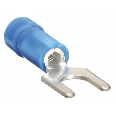 PANDUIT Fork Terminals: Blue, Vinyl, #10 Stud Size, 16 AWG – 14 AWG Wire Range - Insulated Fork Terminals