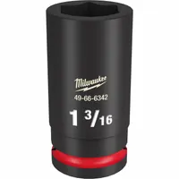 MILWAUKEE Deep Impact Socket: 3/4 in Drive Size, SAE, 1 3/16 in Socket Size, 6-Point, Deep, Friction (MPN 49-66-6342)