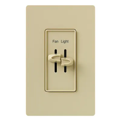 LUTRON Speed and Light Control: Rocker/Single Slide, SPST, 2 Switches or Dials - Dual Slide Fan & Light Controls