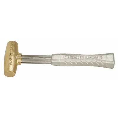 AMERICAN Brass Mallet: Aluminum Handle, Ribbed Grip, 2 lb Head Wt, 1 1/4 in Dia - Brass Mallets