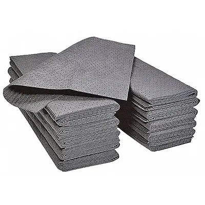PIG Sorbent Pad, 30 in x 30 in, Gray, Perforated Polypropylene, 50 per Bag - Sorbent Pads