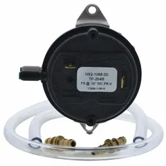 Pressure switch for HVACR systems, used to monitor and control pressure in refrigeration, air conditioning, and heating equipment. Acts as a safety or control device, opening or closing electrical contacts based on system pressure changes to protect compressors and maintain efficient operation.