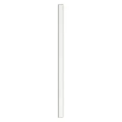 Steel pilaster for bathroom partitions with a smooth semi-gloss white finish. Measures 82 inches high, 4 inches wide, and 1-1/4 inches thick. Features a honeycomb inner core for strength and reduced weight. Used to support and separate stalls in commercial restroom applications.