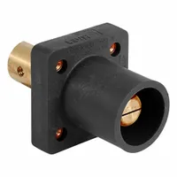 Single Pole Receptacle: Black, Straight Taper Nose Mating, Half Round with Tapped Hole Termination (MPN 16R19-UE)