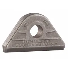 Carbon steel weld-on pad eye for lifting with a 15/16 in mounting hole diameter and a 9,500 lb working load limit. Used as a permanent lifting point for rigging, hoisting, and load securement in industrial material handling applications.