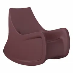 Freestanding rocking chair with a burgundy polyethylene seat and included arms. Suitable for commercial or institutional seating areas requiring flame resistance and antimicrobial protection, meeting UL 94 HB and ISO 22196 standards.