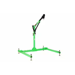 This aluminum davit system is designed for confined-space entry and retrieval applications, such as manholes, tanks, and vaults. It provides a secure anchor point for fall protection equipment, with an adjustable height range from 87 1/2 in to 110 3/8 in. The system is constructed from aluminum for corrosion resistance and ease of handling.