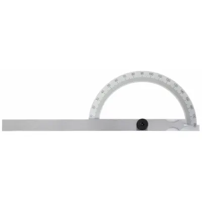 INSIZE Manual-Reading Protractor: 5 29/32 in Blade Lg, 0°to 180°, 1° Graduations - Manual-Reading Protractors