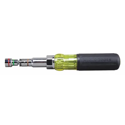 KLEIN TOOLS Hollow Round Shank Multi BitNut Driver: Straight, SAE, With Magnetized Tip - Multi-Bit Nut Drivers