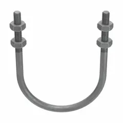 This steel U-bolt is designed for securing 6-inch pipe to structural supports. It features a 5/8"-11 thread size and a 9 1/2 in inside height. Used in industrial piping systems for plumbing, HVAC, and material handling applications.