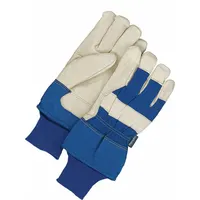 BDG Leather Gloves: Universal, Premium, Work Glove, Pigskin, Wing Thumb, Knit Cuff, Blue, 1 PR (MPN 40-9-8030-L)
