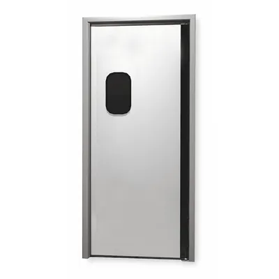 TMI Swinging Door: Stainless Steel, 2 Doors, Gray, 6 ft Door Wd, 7 ft Door Ht - Insulated Swinging Doors
