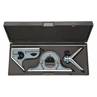 WESTWARD Combination Square Set: Inch, Satin Chrome, Center/Protractor/Square, Satin Chrome Steel
