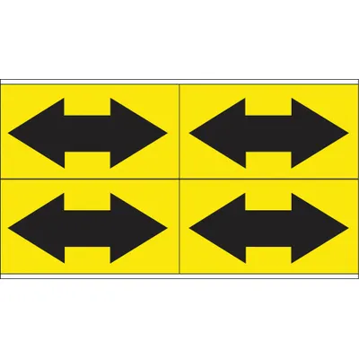 BRADY Pipe Marker: Yellow, Black, 7 in Wd, Vinyl, 7 in Roll Wd - Pipe Marker Directional Flow Arrows