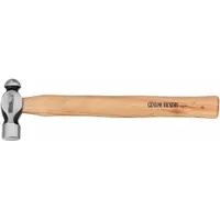 Ball Peen Hammer: Wood, Steel, 8 oz Head Wt, 1 in Face Dia, 12 in Overall Lg, Plain Grip (MPN 2DBR6)