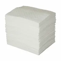 This polypropylene sorbent pad absorbs up to 64 oz of fluids per pad. Suitable for containing spills, leaks, and drips of oils, coolants, solvents, and water-based liquids in industrial maintenance and facility environments. Supplied in a bale of 100 white pads