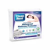 This queen-size mattress pad measures 80 inches in length and 60 inches in width. It features a polyurethane cover and a polyester-blend pad material with a fabric weight of 3.39 oz. Suitable for use on mattresses and box springs in hospitality, healthcare, or residential settings