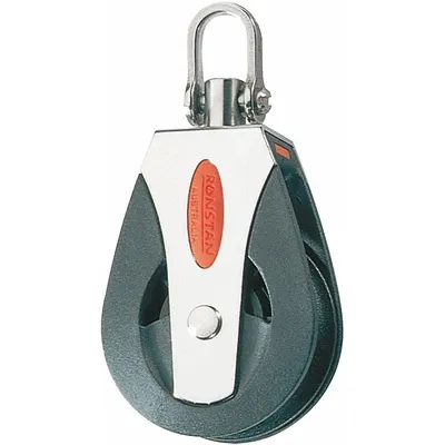 RONSTAN Pulley Block: Swivel, Pulling, 1,650 lb Working Load Limit, 1/2 in Compatible Rope Dia - Shackle-Attached Snatch Blocks