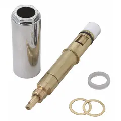 This replacement stem is designed for use with Mixet tub and shower faucets. It has an overall length of 6-1/4 inches and includes a SWD0441 retainer nut for secure installation. The stem is used to repair or replace worn components in the valve assembly, restoring proper water flow control.