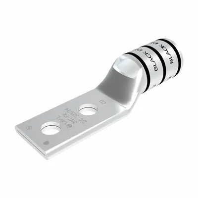 BURNDY Compression Lug: For 2/0 AWG, Stranded Wire, 1/4 in Stud Size, Std - Two-Hole Compression Lugs