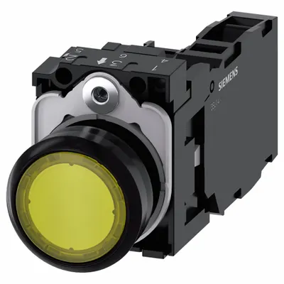 Siemens Illuminated Push Button: Illuminated, Flush Profile, Non-Metallic, 22 mm - Illuminated Flush-Mount Push Buttons