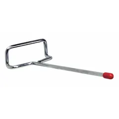 This single rod hook is designed for use with louvered panels and racks. It features a 9-inch overall length and a load capacity of 15 lb, suitable for hanging tools, cords, or lightweight equipment. The gray finish provides a neutral appearance for organizing garages, workshops, and industrial storage areas.