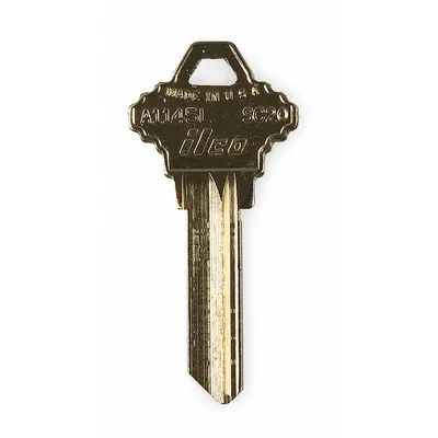 KABA ILCO Key Blank: Compatible with Schlage Locks, Key ID # SC20, 6 Pins, Brass - Door Lock Key Blanks
